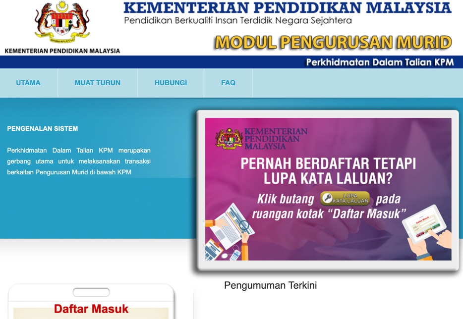 Pengemaskinian maklumat ibu bapa/penjaga dalam Borang Maklumat Murid secara dalam talian